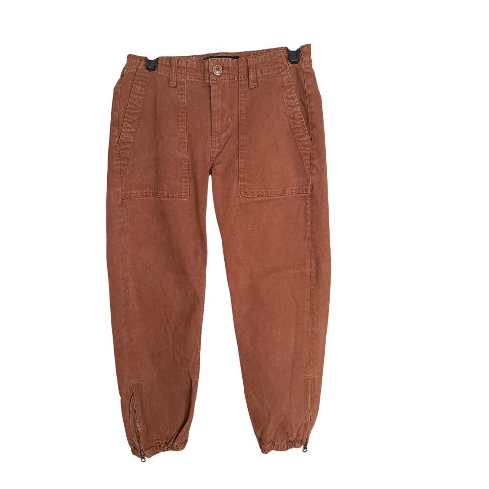 Liverpool Los Angeles Womens Cropped Jogger Pants Brown Size 6/28 With Zippered - Picture 2 of 8